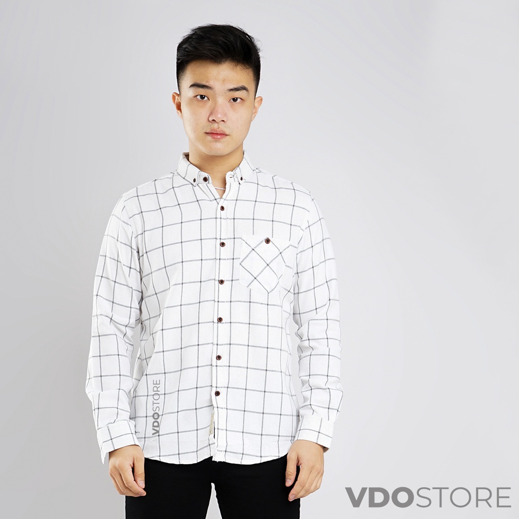 KEMEJA FLANEL PRIA 09 WHITE AND BLACK CASUAL - M L XL XXL 3XL 4XL - KEMEJA LENGAN PANJANG VDOSTORE DEWASA BAJU FLANNEL TANGAN PANJANG HITAM NAVY ABU MOTIF KEMEJA COWOK MURAH DEWASA SANTAI TEBAL KUALITAS IMPORT BAJU CATUR PANEL FANEL