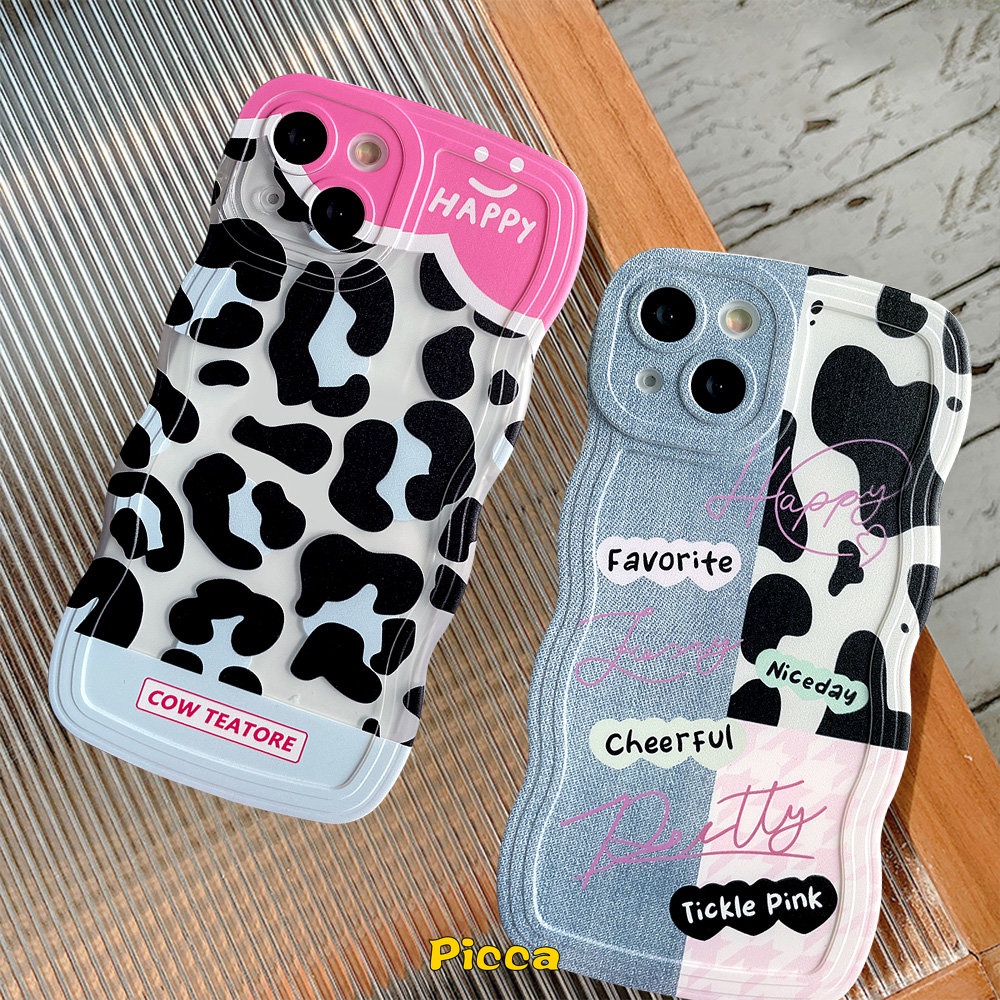 Casing Motif Denim Oppo A17 A15 A5s A12 A16 A57 A1k A54 A7 A96 A55 A76 A95 A16s A17K A77 A3s A5 A9 A74 A16K A77s A53 Reno 85f 7Z 6 A52 Splicing Leopard Motif Sapi Bergelombang Penutup Tepi