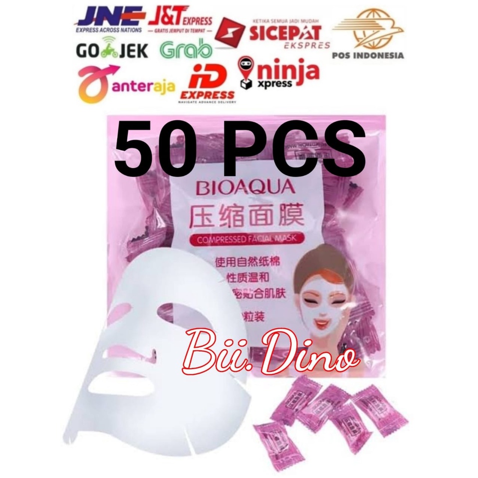 1 Bungkus 50 Pcs Masker Wajah Bioaqua Candy Permen Tablet DIY Kompres Compresed Facial Sheet Mask