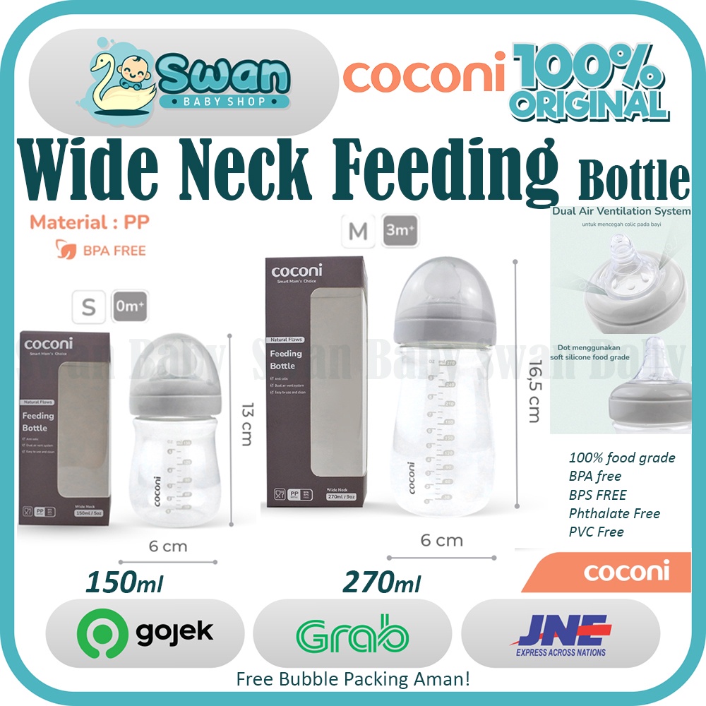 Coconi Wide-neck Baby Bottle 150ml/270ml / Botol Susu Dot Bayi