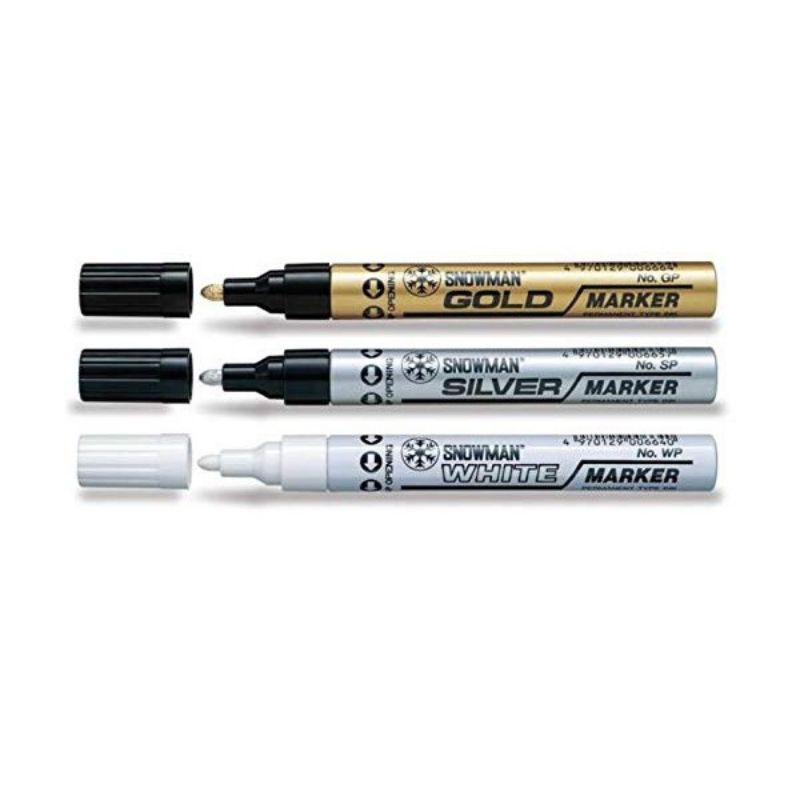 Spidol Permanen Paint Marker Besar Snowman - Spidol Snowman Permanen Besar Warna Gold Silver White