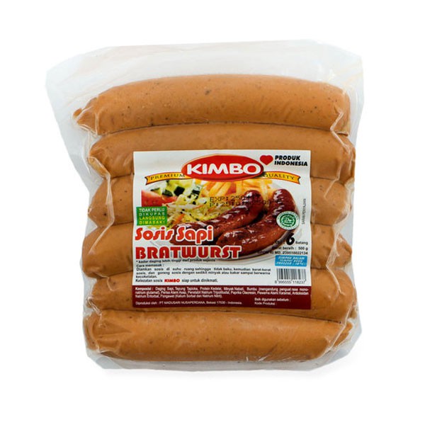 

Makanan Beku Olahan Kimbo Beef Bratwurst L 500gr, Sameday Instan Delivery Jogja
