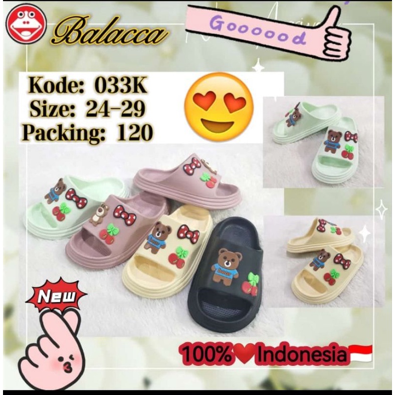 Sandal slop anak cewek motif panda,pita dan buah-buahan (balacca)