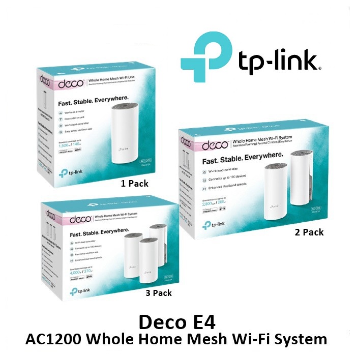 TPLink Deco E4 1-2-3 Pack Router Mesh Home Wireless N1