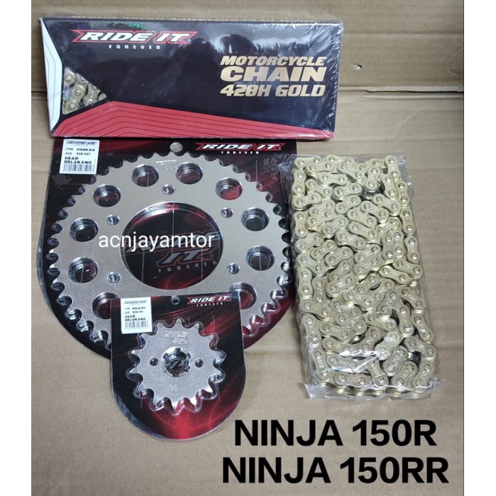 GEAR GIR SET/GIR 1 SET 428 RIDE IT MODEL SSS RANTAI GOLD KAWASAKI NINJA 150R NINJA 150RR NINJA 150SS