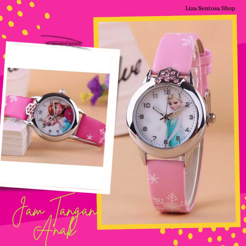 Jam Tangan Anak Cewek Perempuan Cantik Keren Princess Elsa Anna Frozen Termurah Bisa COD