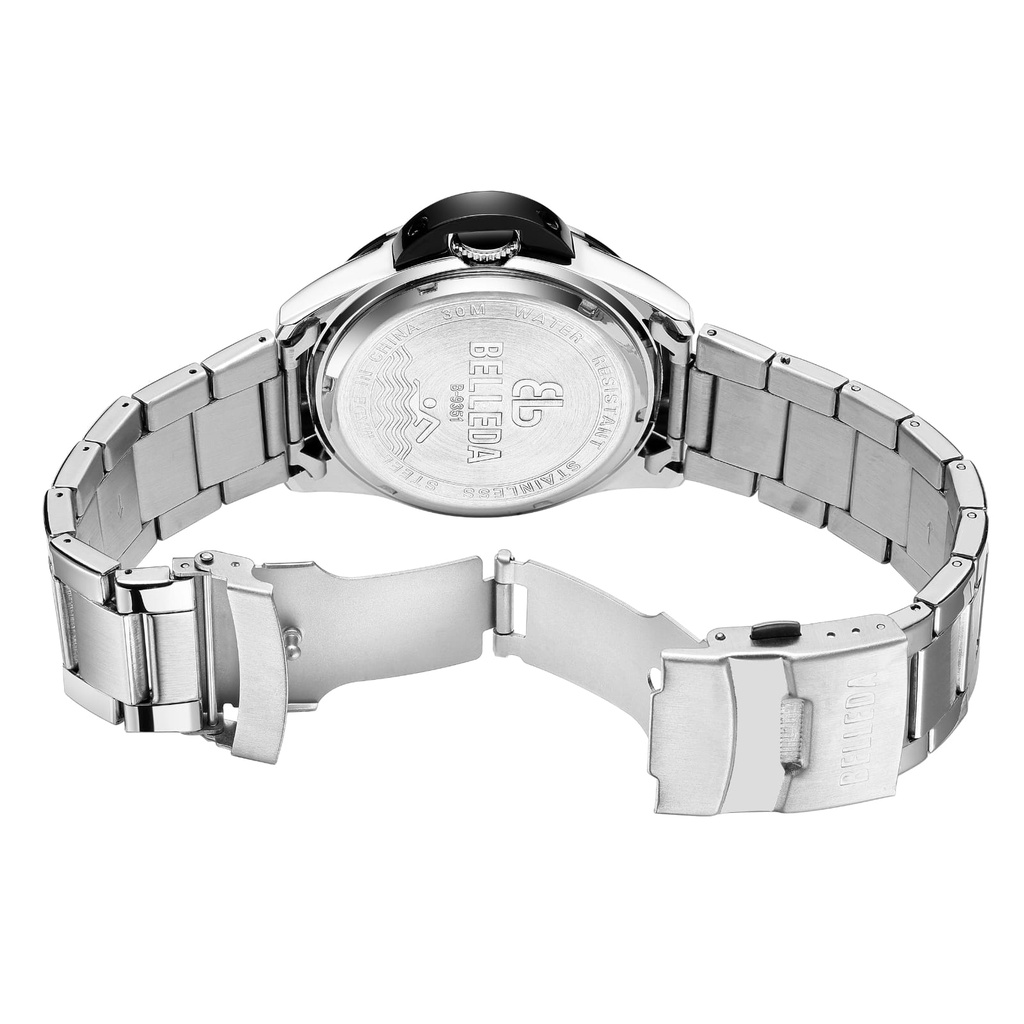 ✅COD  Jam Tangan Pria Belleda 9351 Rantai Tanggal Aktif Chrono Original Jam Tangan Pria Anti Air Asli Luxury Bisnis Quartz Stainless Steel Watch Free BOX &amp; Kartu Garansi