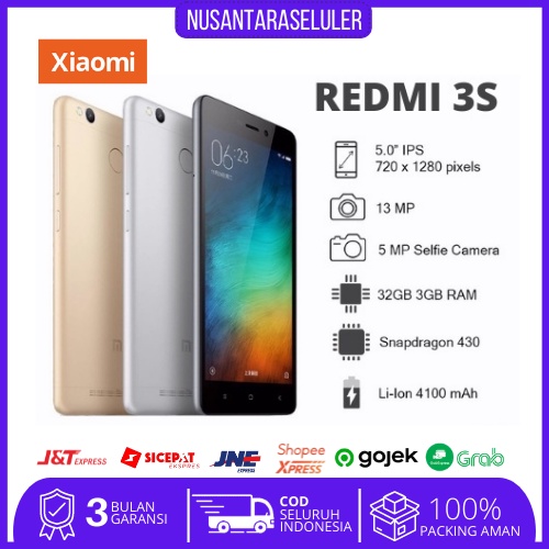 [baru] hp handphone xiaomi redmi 3s 16gb rom 2gb ram qualcomm snapdragon 430 | xiaomi 3s 2/16gb 4g