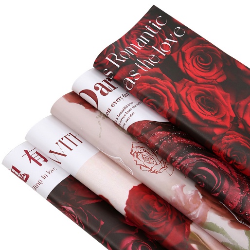 ROMANTIC ROSE MOTIF PAPER CELLOPHANE WRAPPING