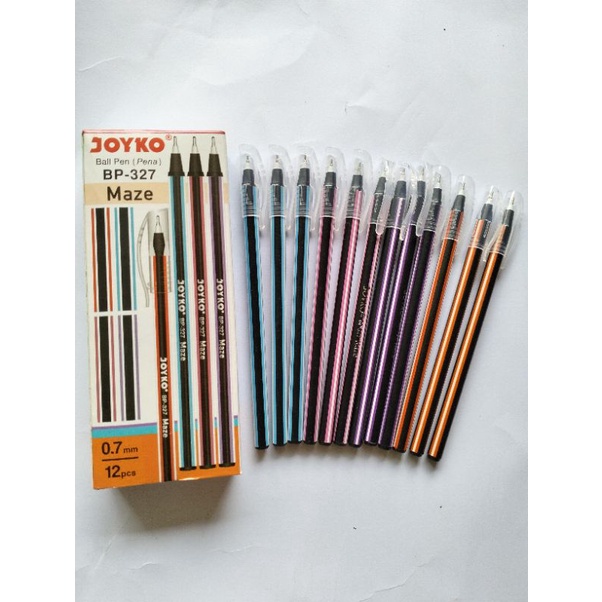 (12pcs)Ball Pen Pulpen Pena Joyko BP-327 Maze 0.7 mm Murah Grosir