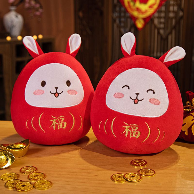 Hadiah Boneka Happy New Year Merah Kelinci Menggemaskan Untuk Perusahaan