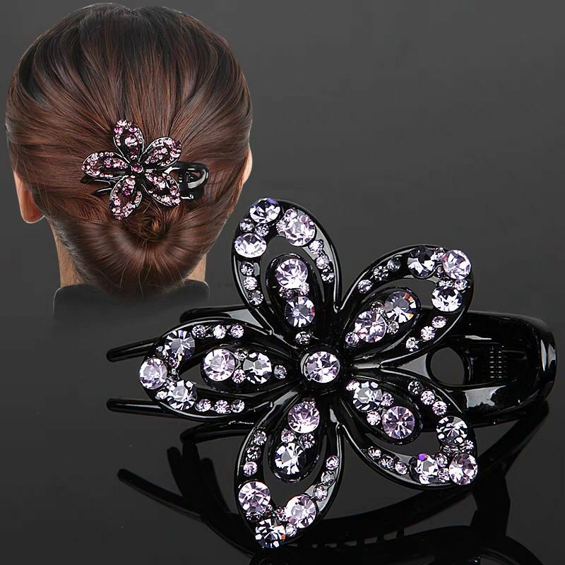 Jepitan bunga korea jepit rambut dewasa - Jepit Rambut Pesta Kristal Sanggul Manik Modern Aksesoris 
