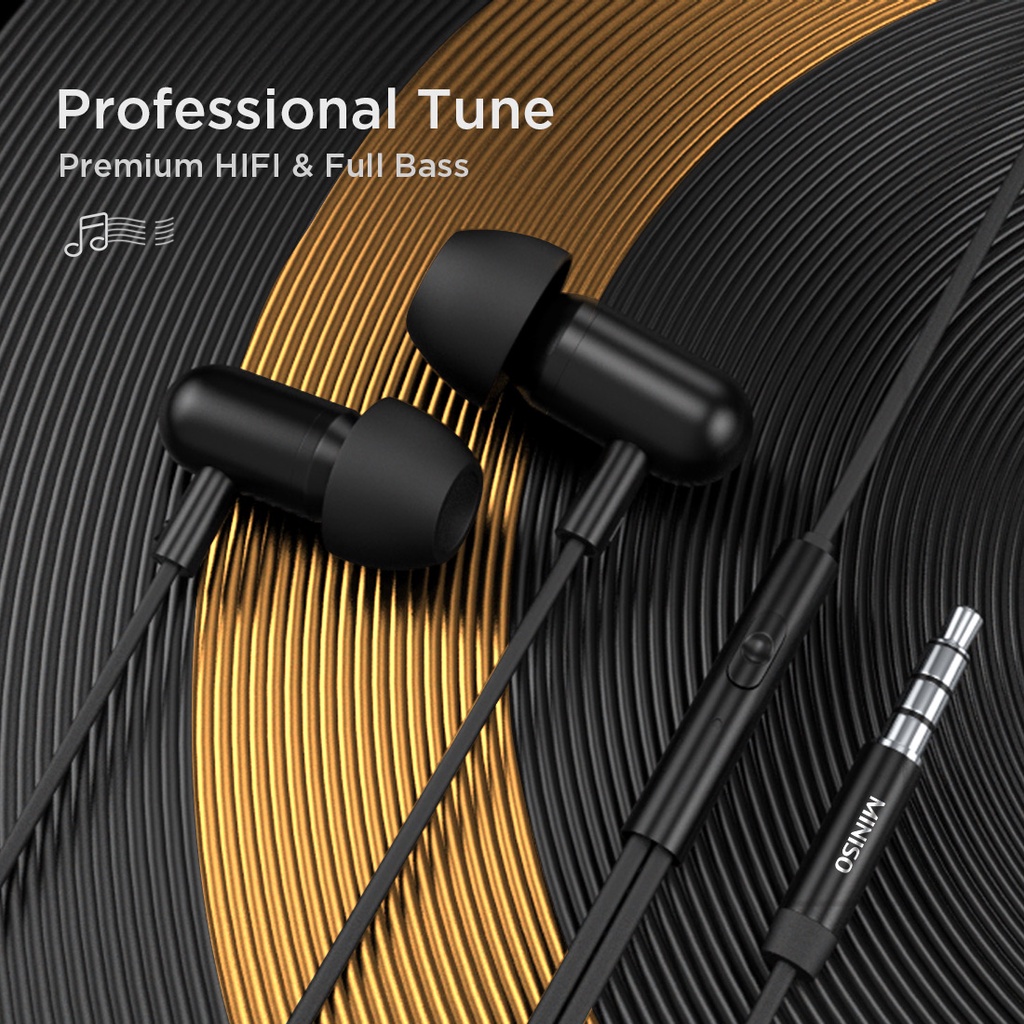 MINISO Official Kabel Noise Cancelling Earphone In-Ear Headset Masuk-Telinga Kapsul Headhone Logam M