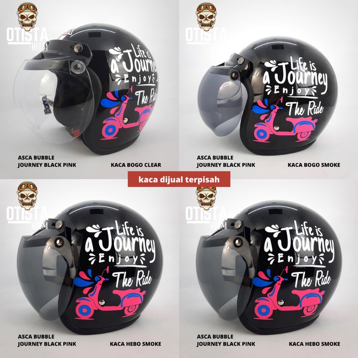 Helm Bogo Premium Ori High Quality Asca Journey Black Pink Non Visor