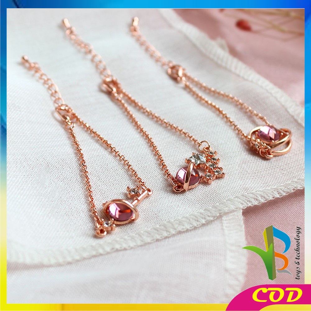 RB-K84 Kalung Titanium Wanita Korean Style Motif Planet Kalung Rantai Wanita Gelang Bintang Kunci Necklace Crystal