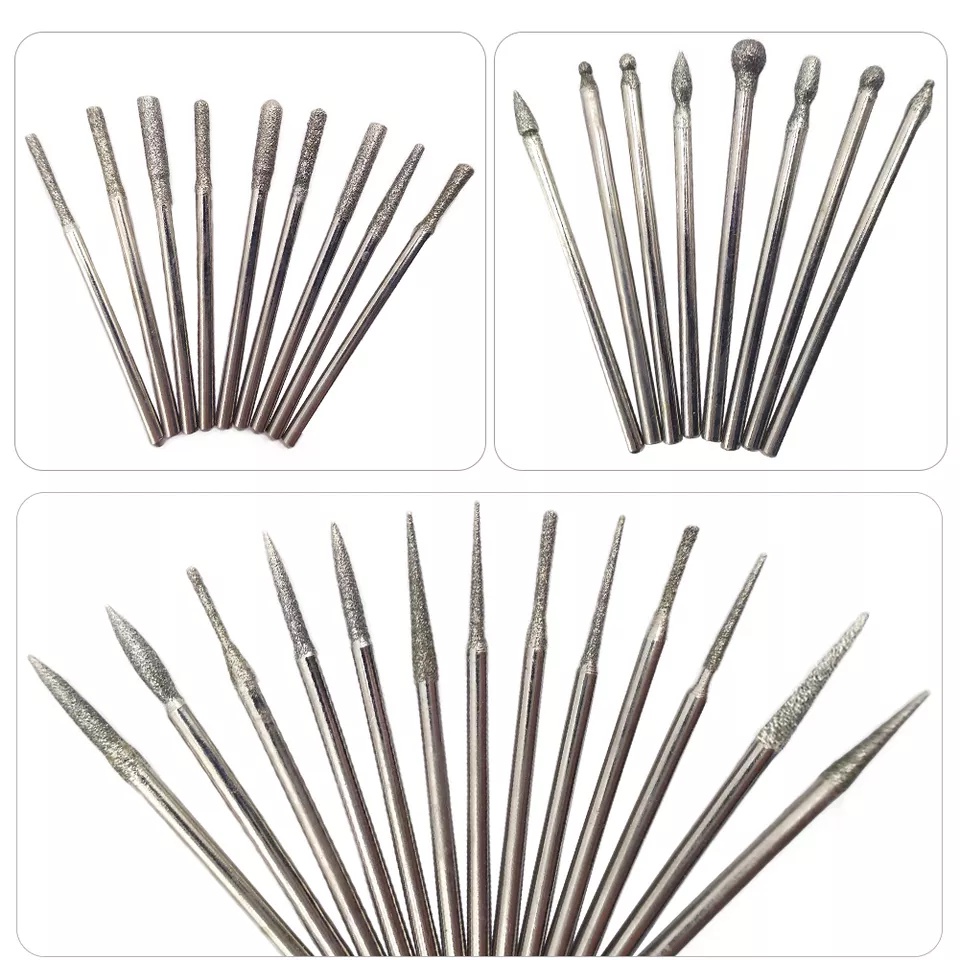 Diamond Bor Drill Bit Set 30pc  Mata Diamond Bur Burr Mini Grinder Mata Ukir Tuner Cun Ukir Grafir Engraving Keramik Batu Bor Mini Grinder