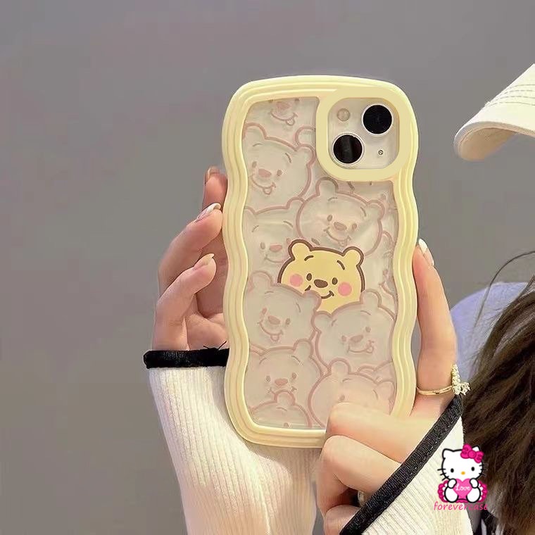 Realme C53 C33 C20 C25 C25Y C20A C30 C15 8i C35 C21Y C12 C11 C25s 8 8Pro 7 C1 9 9Pro+C3 7i 9i 5i 6i 5transparan Lembut Wavy Edge Cartoon Cute Winnie The Pooh Sarung Tahan Guncangan