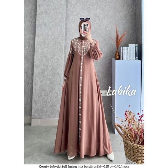 GAMIS MELAYU TERBARU WANITA MUSLIM DIANDRA MAXY DRESS CERUTY BABYDOLL APLIKASI BORDIR GAMIS MALAYSIA