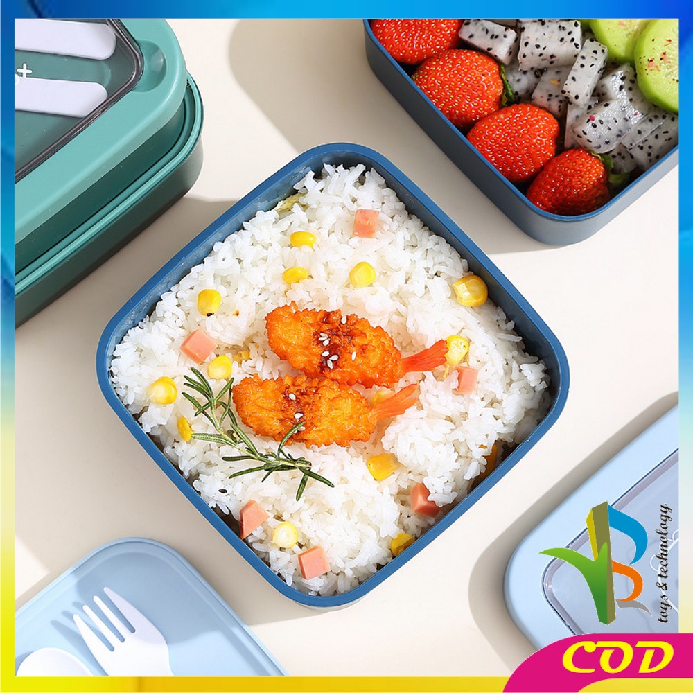 RB-C695 Lunch Box Set Tempat Makan 2 Susun Stackable BPA FREE / Kotak Bento Tingkat Dengan Sendok Garpu Set Portable