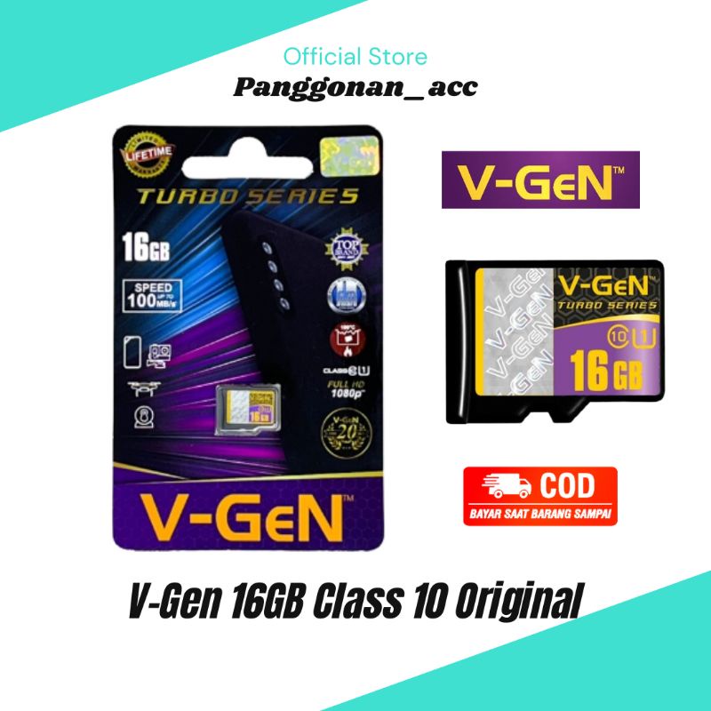 Micro sd 16gb CLASS 10 VGEN TURBO SERIES GARANSI RESMI VGEN