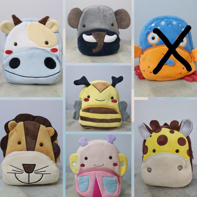 Tas Ransel Anak Sekolah Boneka Animal Binatang Kupu Lebah Jerapah Sapi