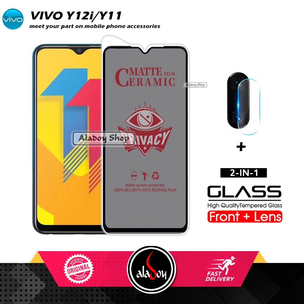 PAKET 2IN1 Anti Gores Privacy Vivo Y12i/Y11 + Tempered Glass Kamera