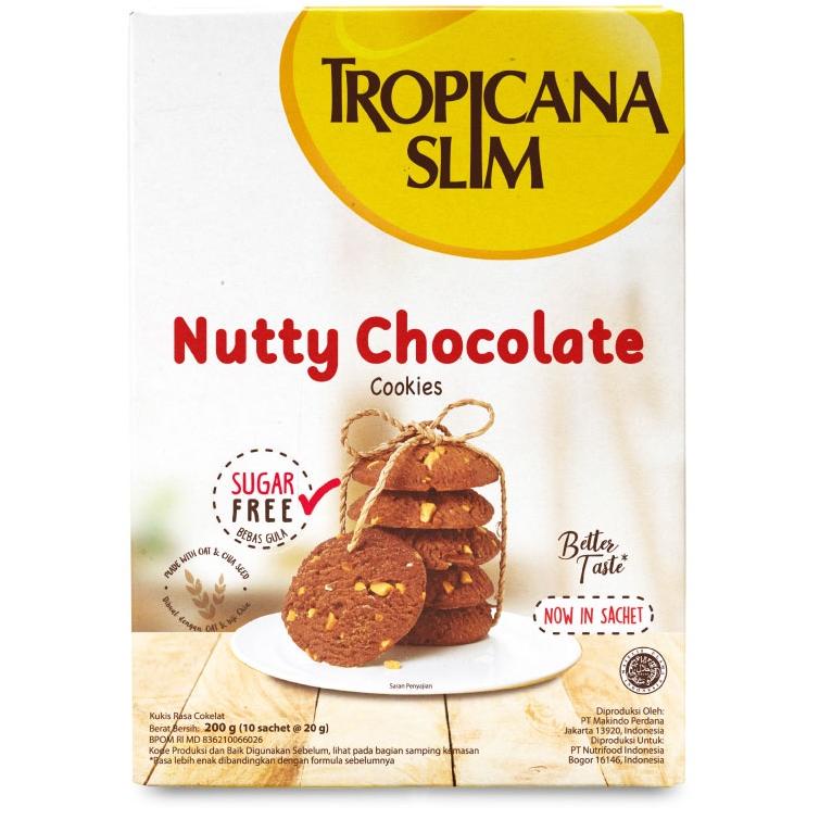 

Fresh Tropicana Slim Nutty Cookies Chocolate 200gr - Snack Bebas Gula, 100 Kalori .,..,.,,,,.,