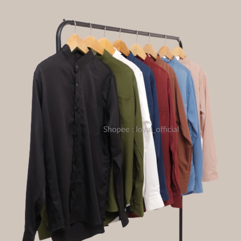 Loyal Kemeja Pria Lengan Panjang Kerah Sanghai Basic Polos Koko Casual Slimfit M L XL