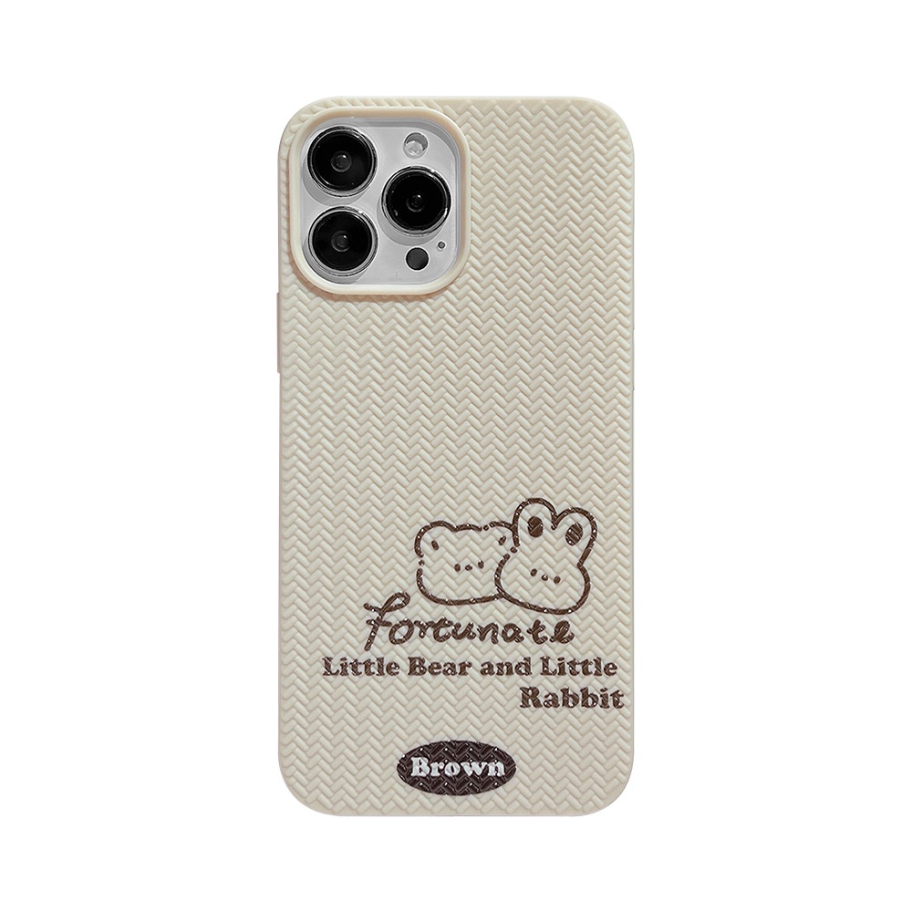 Ins Simple Stick Angka Kelinci Coklat Beruang Kartun Silikon Case Untuk Iphone7 X14 11 12 13 PRO MAX Casing Cover Pelindung