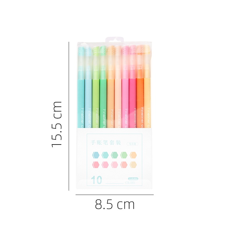 10warna 0.4mm Fineliner Color Pen Mahasiswa Simple Fiber Nib Gel Pen Set