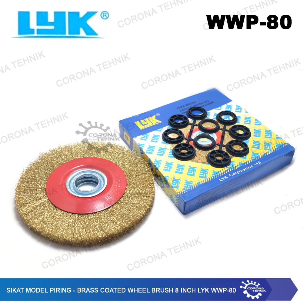 WWP-80 - Sikat Model Piring - Brass Coated Wheel Brush 8 Inch LYK