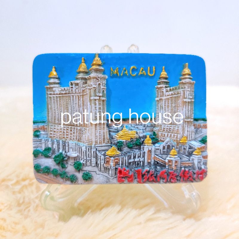 Fridge Magnet Tempelan Kulkas Souvenir Negara Macao Macau Biru Blue