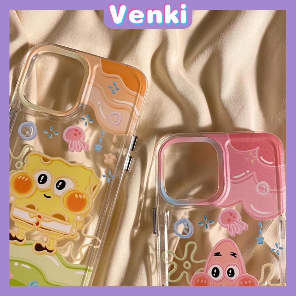 Case For iPhone 14 Pro Max Soft TPU Big Hole Space Case Clear Cute Cartoon Plating Buttons Camera Protection Shockproof For iPhone 14 13 12 11 Plus Pro Max 6 7 8 Plus XR XS