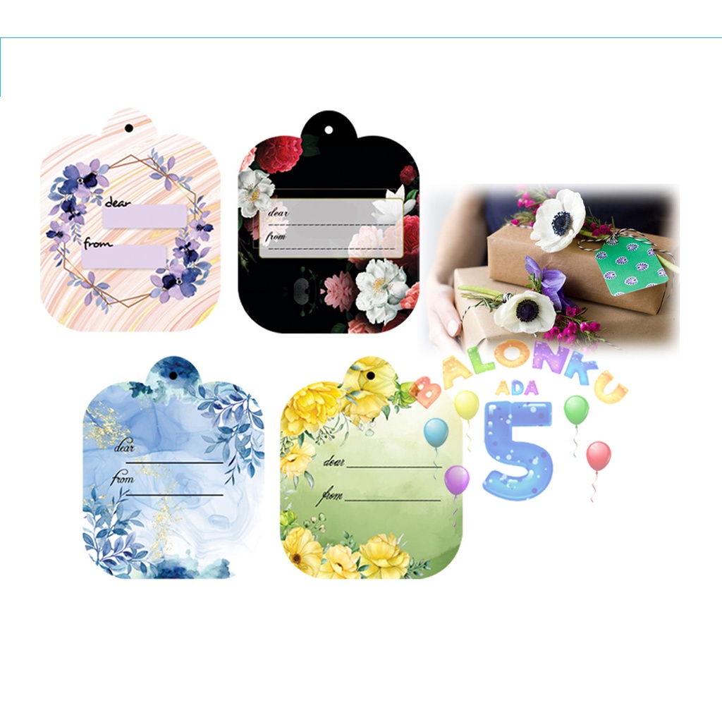 

Gift Tag Flower 10pcs, hang tag produk, gift label hampers, kartu ucapan, balonku