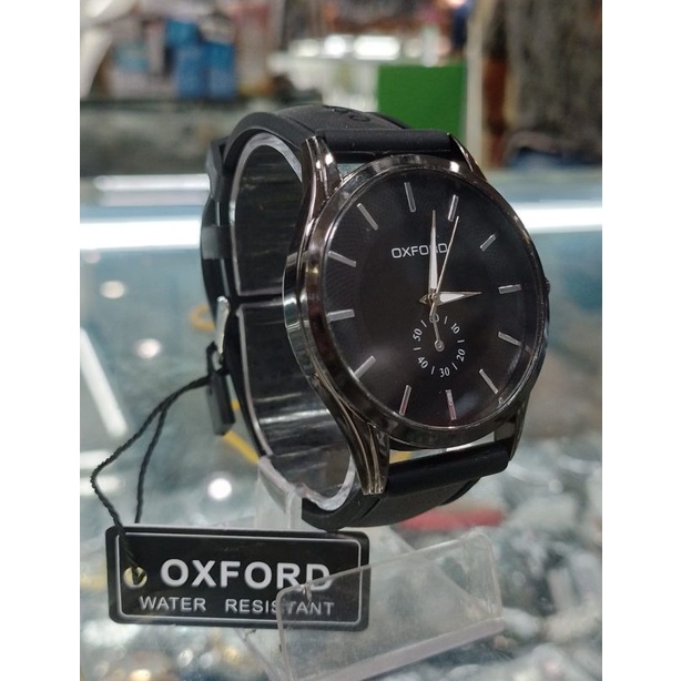 jam tangan pria karet hitam oxford ori