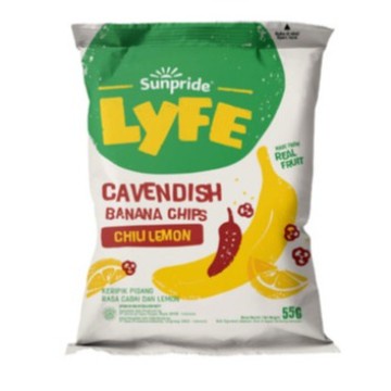 Sunpride Lyfe Banana Chip Chili Lemon / Keripik Pisang Cabai 55 Gr