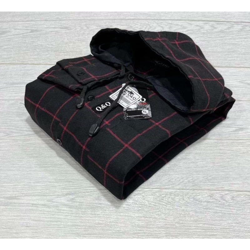 (BISA COD) KAMEJA FLANNEL HOODIE ORIGINAL M L XL PREMIUM QUALITY
