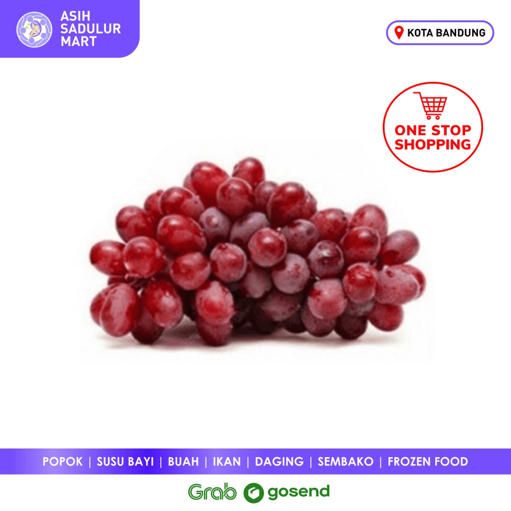 Anggur Merah Import 500gr Red Globe Buah Segar Bandung | Asih Sadulur Mart