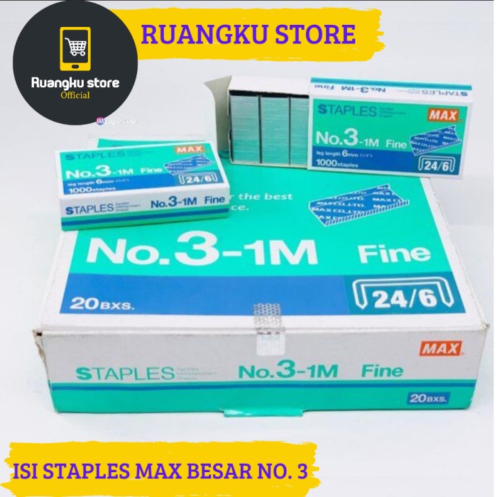 

Isi Staples Max No 3 (1 Box Isi 20 Pak)