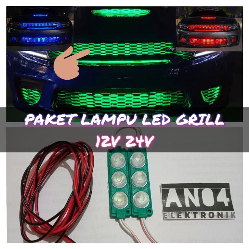 LAMPU LED GRILL DEPAN MOBIL TRUK BUS 12V 24V (2LED+2M AWG22)