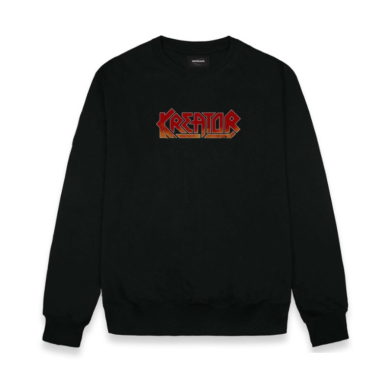 Sweater Crewneck Metal KREATOR Pria &amp; Wanita Distro Original Fleece Tebal Hitam Premium