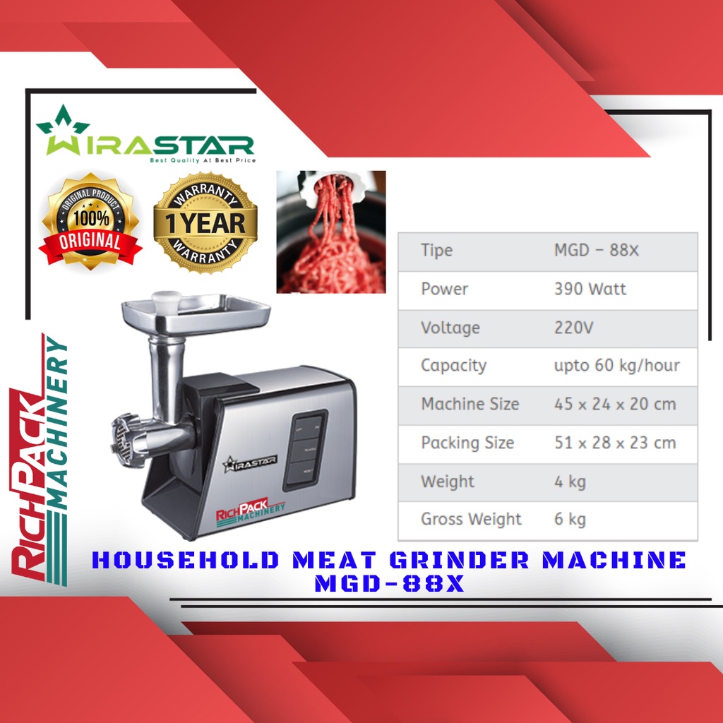 Wirastar MGD-88X Household Meat Grinder Mesin Penggiling Daging Gilingan Daging