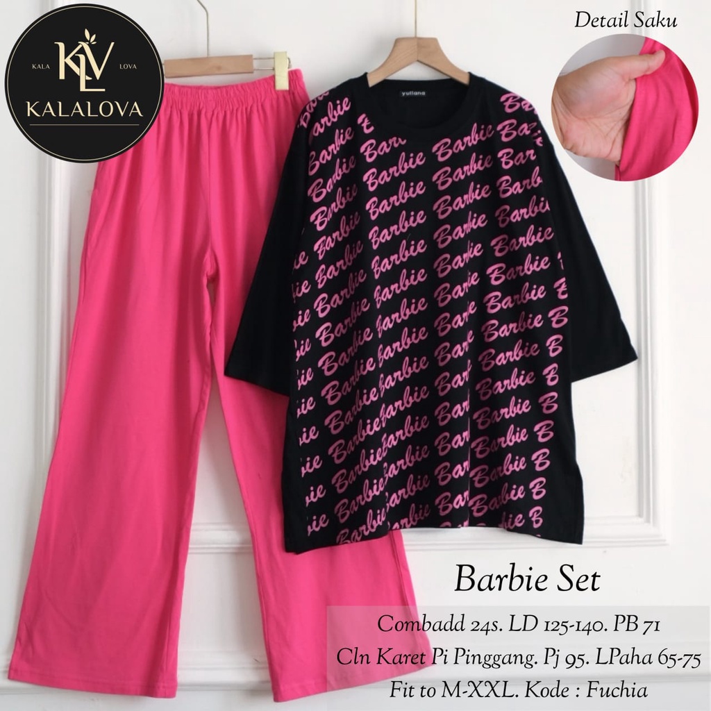 BARBIE SET ORIGINAL KALALOVA SETELAN BAJU WANITA BLOUSE DAN KULOT ONESET JUMBO ONE SET CASUAL KONDAN