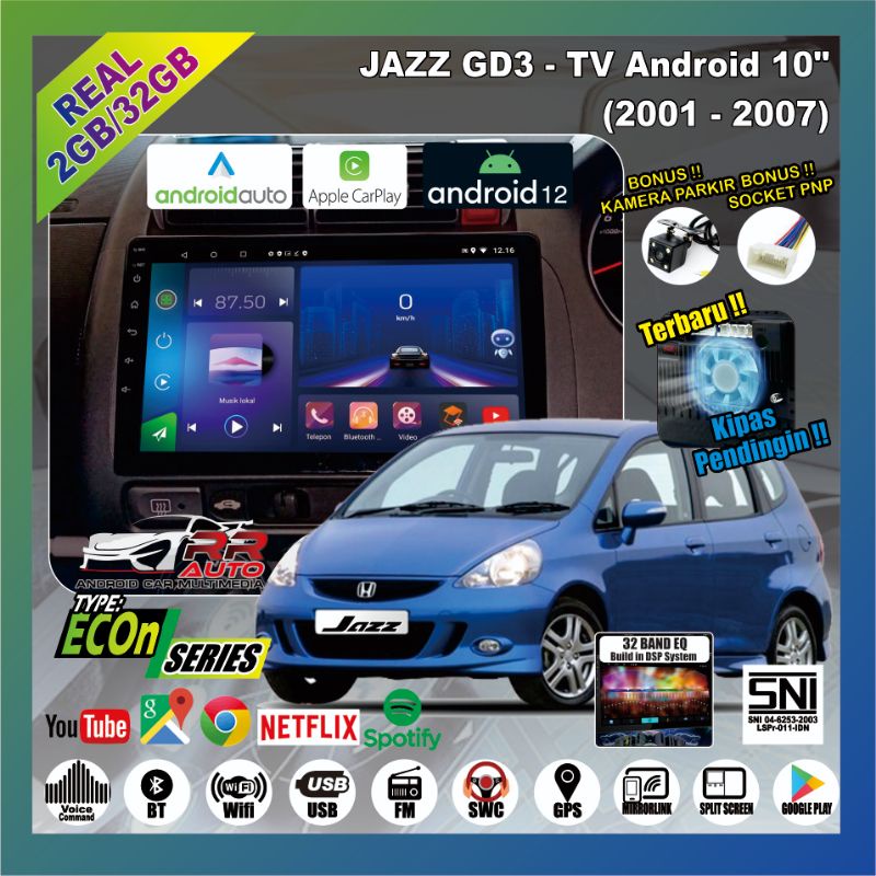 Jual Jazz City GD3 20022007 Tape TV Mobil,Headunit Android OS 12,2