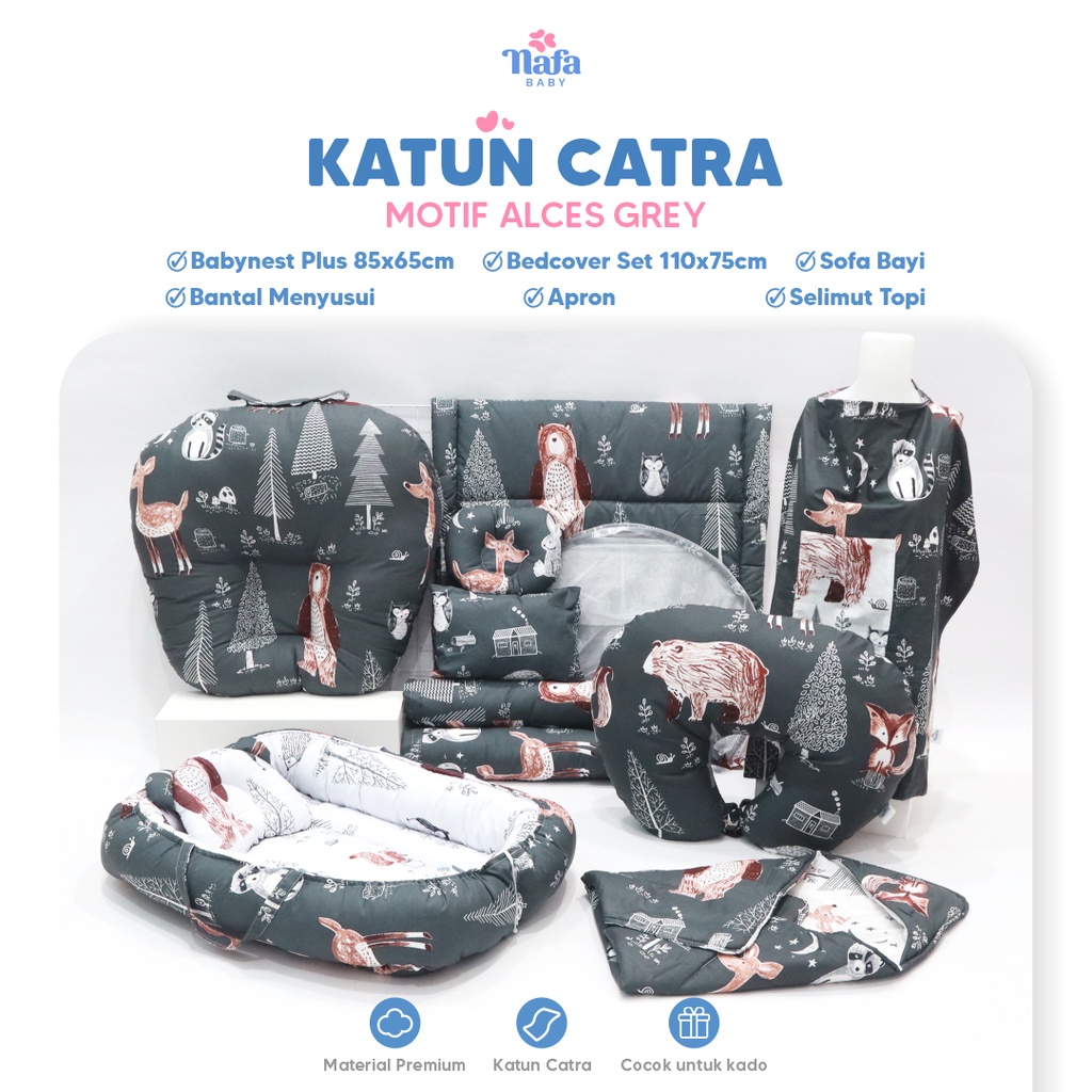 NAFA BABY - Complete Package Include Bedcover Bayi | Baby Nest Set | Selimut Topi | Sofa Bayi | Apron | Dan Bantal Menyusui