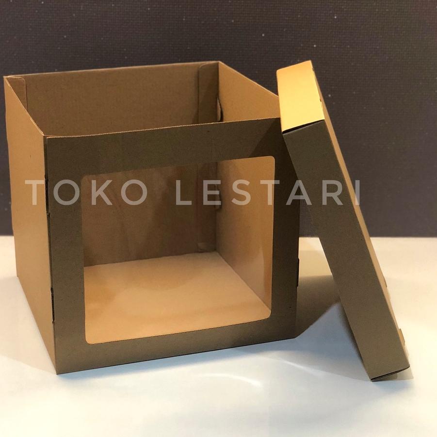 

➥ Box Kardus E-Flute Dus Kotak Box Tart Cake Tinggi 26x26x25 cm Dus Kue Tart Ulang Tahun Box Hampers dll メ