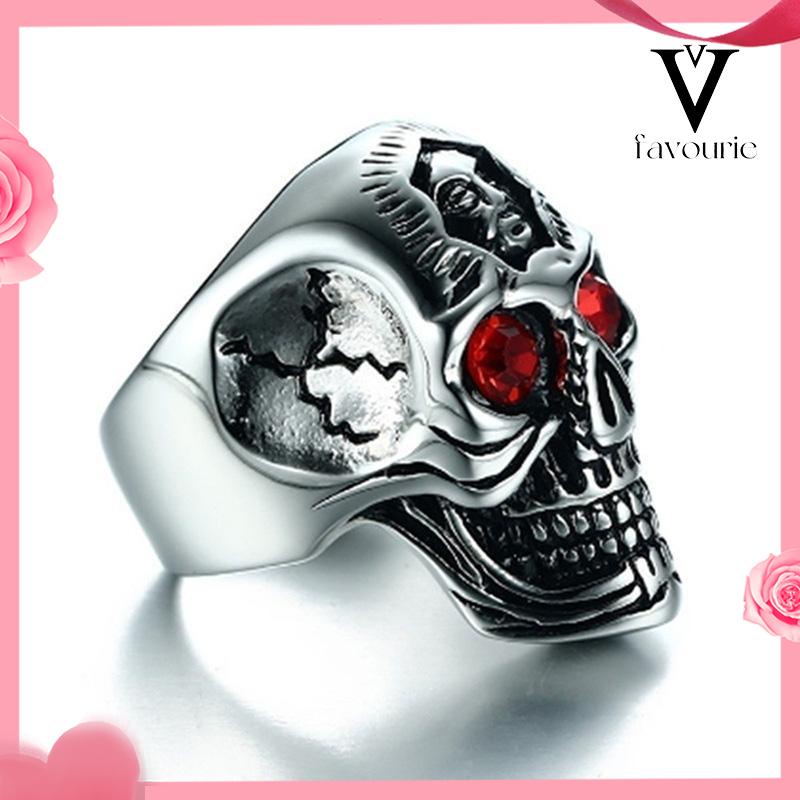 CODCincin Motif Tengkorak Trend Fashion vintage rock ruby cincin Untuk Pria Aksesoris-FA