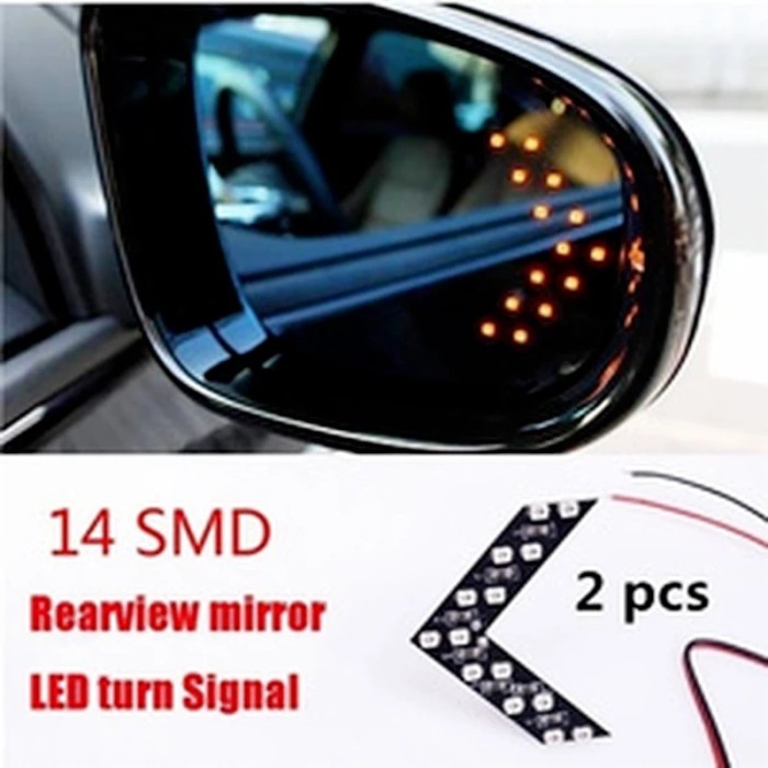 Lampu LED Sein Sen Sign Panah Arrow Kaca Kaca Spion Mobil 14 SMD 2 PCS