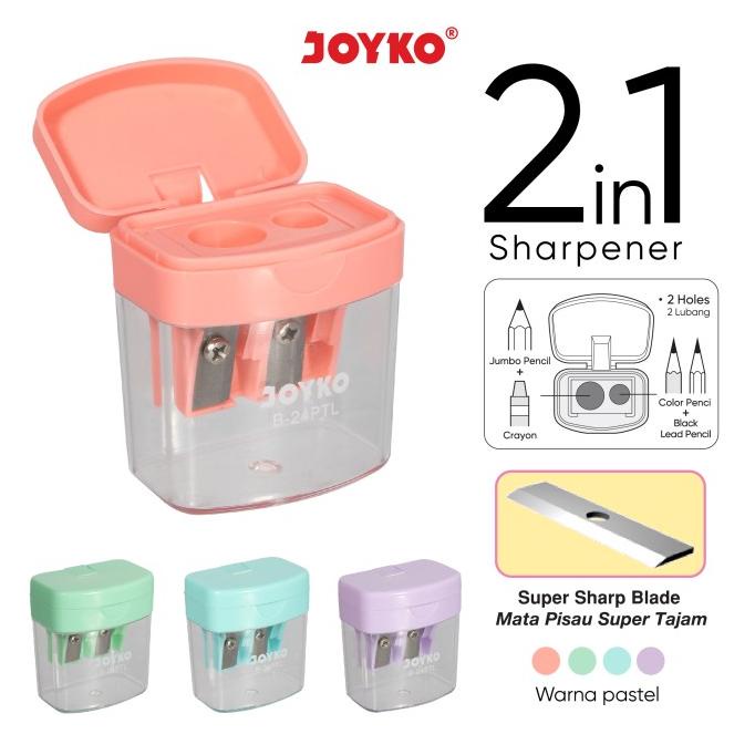 

Rautan Serutan Sharpener Joyko B-24PTL 2 In 1 Pastel Color