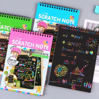 Scratch Note Book Buku Gores Magic Warna Warni Kecil Black Cardboard Edukasi GN-ST0101